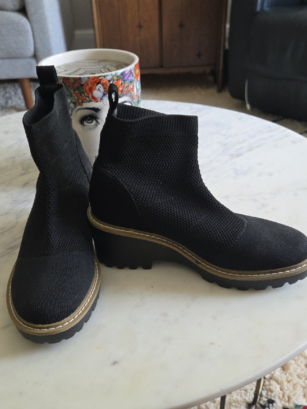 Women’s Black Knit Chelsea Ankle Boots Nicole Miller